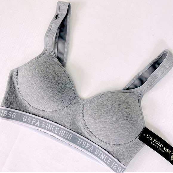 U.S. Polo Assn. Other - U.S. POLO ASSN. intimates Sports bra GREY WHITE Sporty bra formed cups NEW M